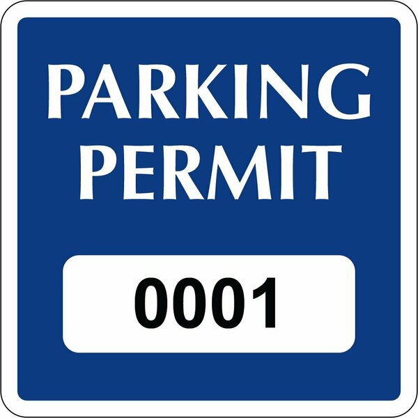 Lustre-Cal Static Cling Parking Permit Dark Blue 2in x 2in  Square Serialized 001-050, 50PK 253753SCL1BdSq0001